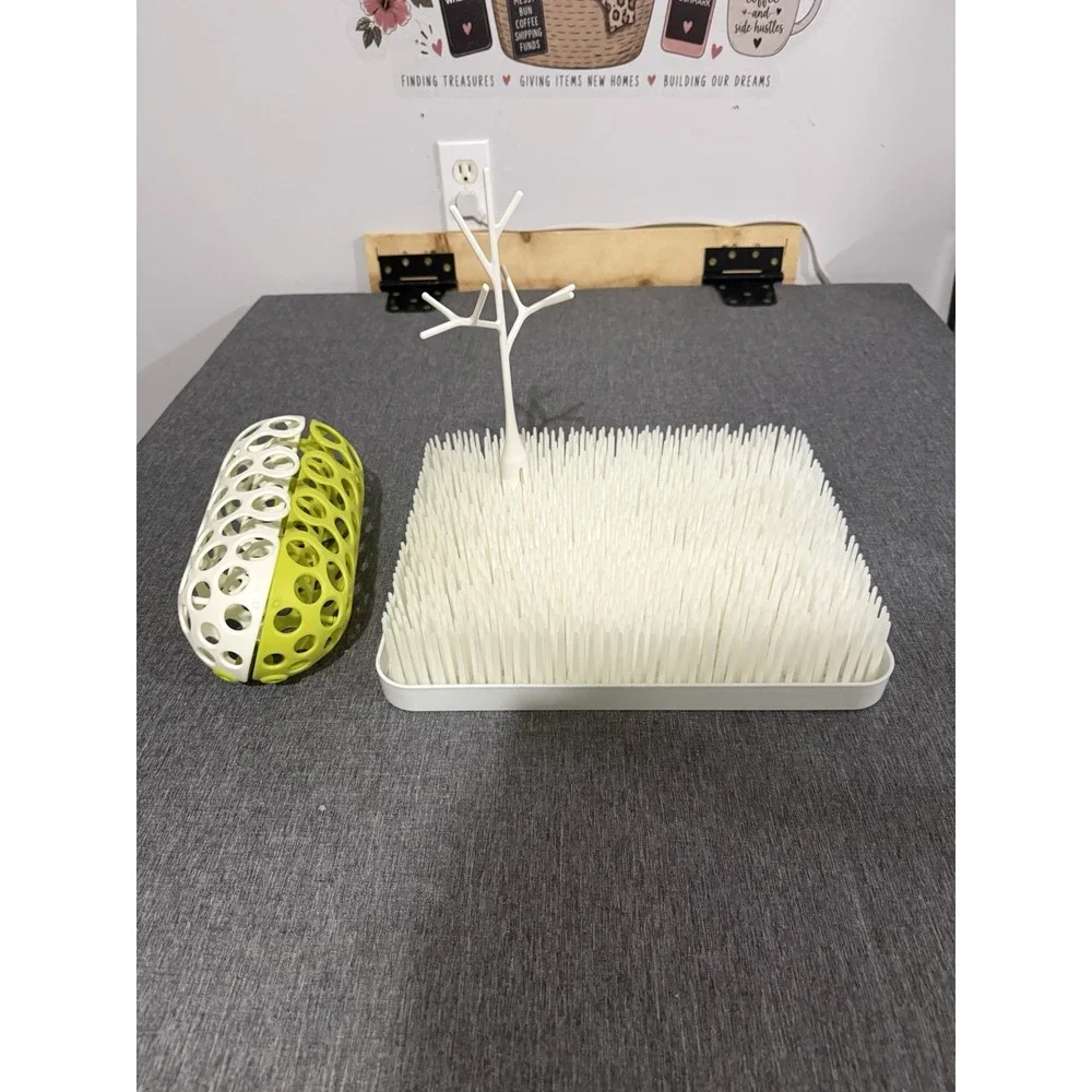 Boon Grass Baby Bottle Drying Rack w/ Detachable Drip Tray White/Green